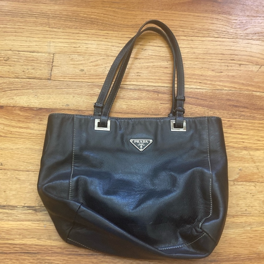 Prada Leather Small Tote Bag with Authenticity Card